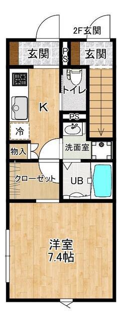 RAINBOW MIRAI A棟(1K/1階)の間取り写真