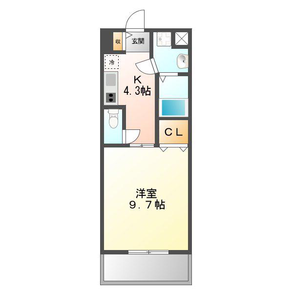 LA BRISEE四日市(1K/2階)の間取り写真