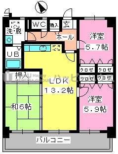 カサグランデ筑紫(3LDK/5階)の間取り写真
