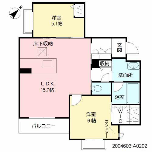 BEREO LUCE 三芳(2LDK/3階)の間取り写真
