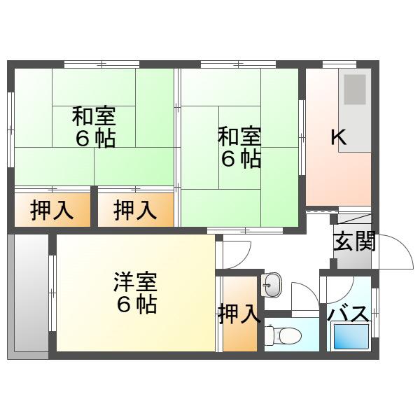 下小出中央ビル(3K/3階)の間取り写真