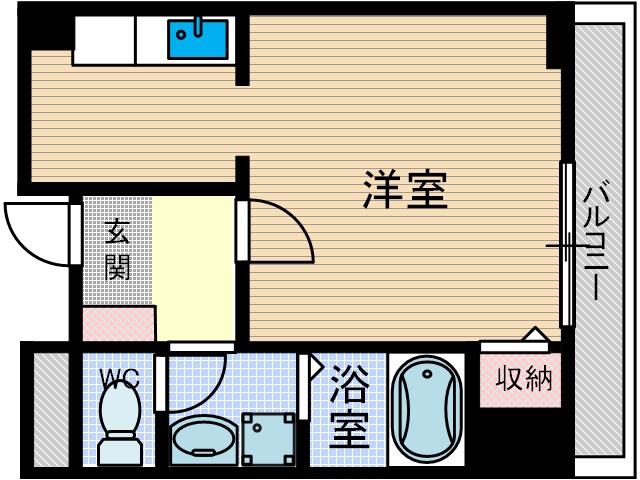 メロディーハイツ千里丘(1K/2階)の間取り写真