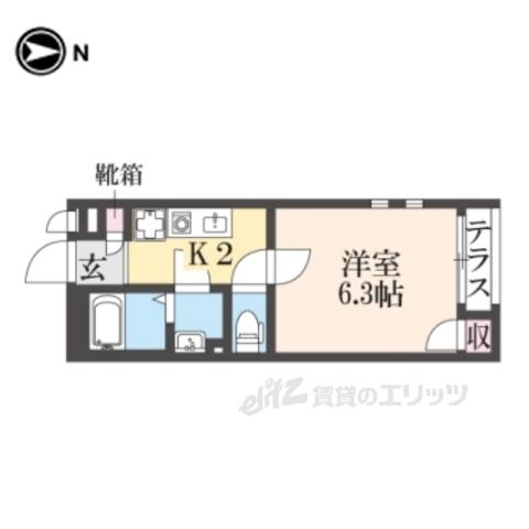 クレイノときの杜(1K/1階)の間取り写真