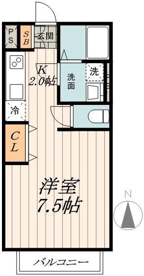 アヴニール関町東I(1K/2階)の間取り写真