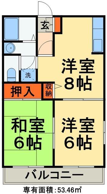レグランナカノ壱番館(2DK/2階)の間取り写真