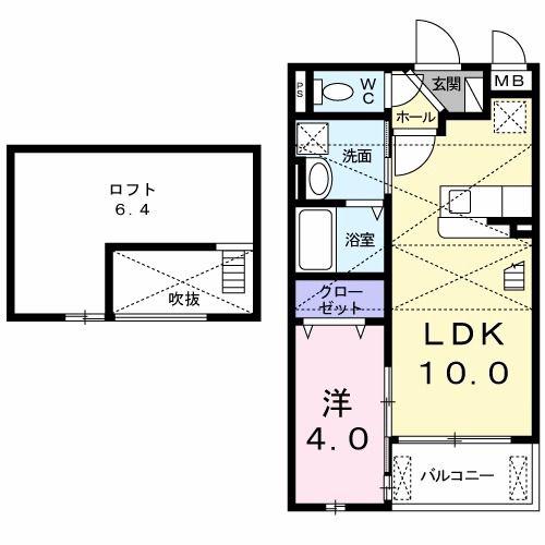 インテールハイツ(1LDK/2階)の間取り写真