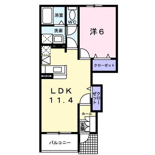 メゾンジェルメII(1LDK/1階)の間取り写真