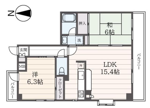 アゼリアバレー(2LDK/1階)の間取り写真