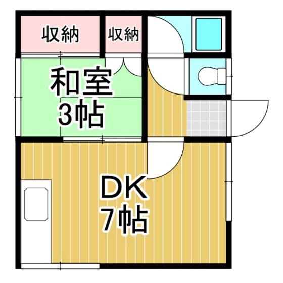 コーポはなさき(1DK/2階)の間取り写真