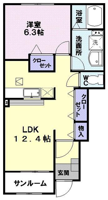 アンジュフランI(1LDK/1階)の間取り写真
