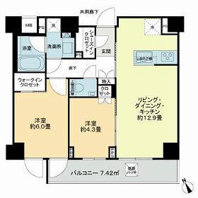 ディアナコート三軒茶屋(2LDK/2階)の間取り写真