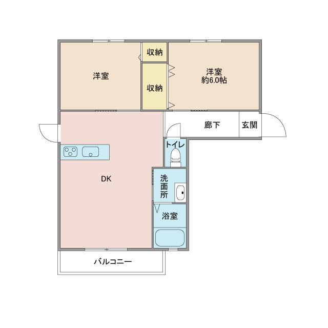 ハレイワ(2LDK/1階)の間取り写真