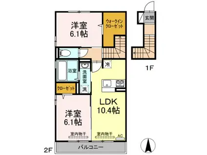 セジュール・ポート B棟(2LDK/2階)の間取り写真