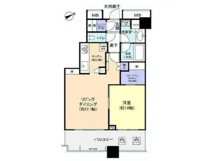 芝浦アイランド ケープタワー(1LDK/4階)の間取り写真