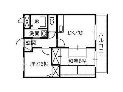 クオリティ東古松(2DK/1階)の間取り写真