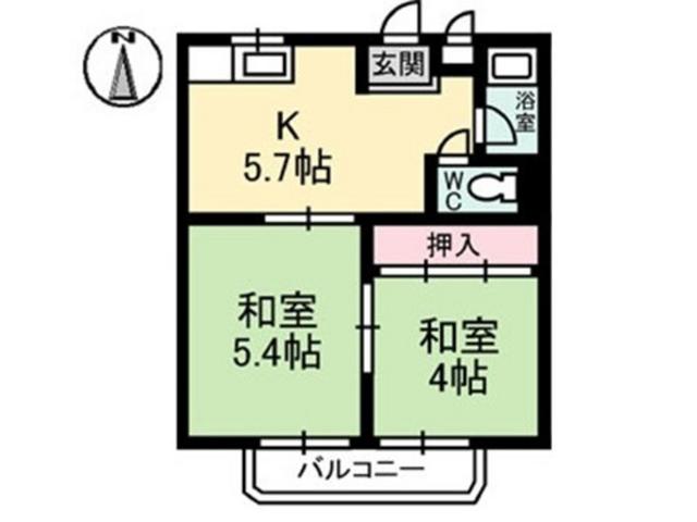 マンションフクミ(2K/1階)の間取り写真