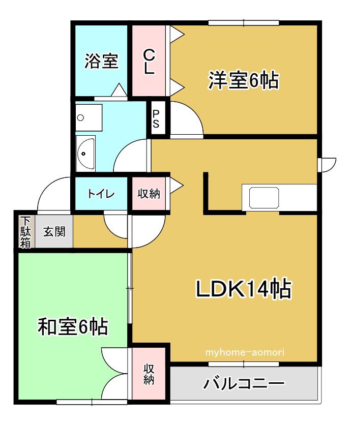 ザ・ビレッジ大野弐番館(2LDK/2階)の間取り写真