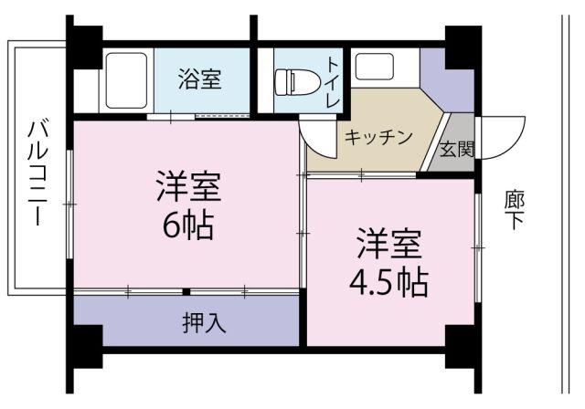 ビレッジハウス名東 1号棟(1DK/2階)の間取り写真