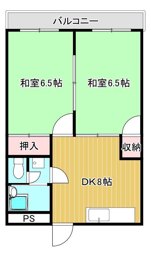 兒嶋ビル(2DK/8階)の間取り写真