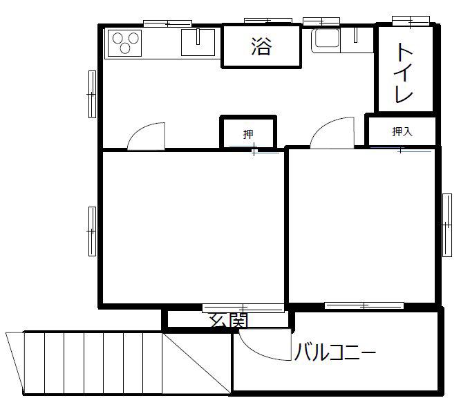 宮下コーポ(2DK/2階)の間取り写真
