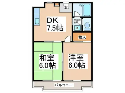 ドルフR&M(2DK/3階)の間取り写真