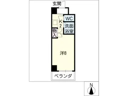 ドエル植田西(1K/5階)の間取り写真
