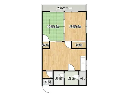 アレックス七福ビル(2LDK/3階)の間取り写真