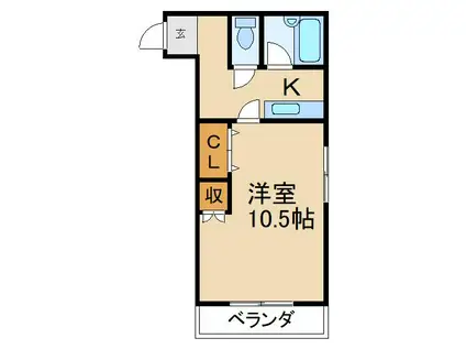 レジデンストモエ(1K/3階)の間取り写真