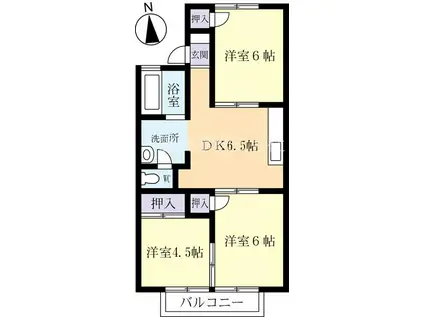 ハウスサンライト(3DK/1階)の間取り写真