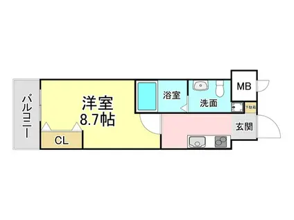 NO.65クロッシングタワーORIENT.BLD(1K/7階)の間取り写真