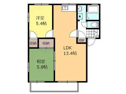 サニーハウス長浦F(2LDK/2階)の間取り写真