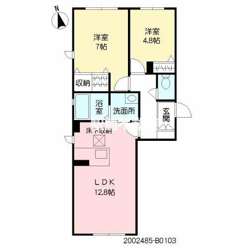 ベレオTOK B(2LDK/1階)の間取り写真