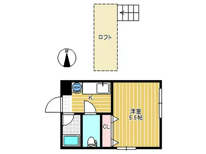 畳屋町ハイツ(1K/1階)の間取り写真