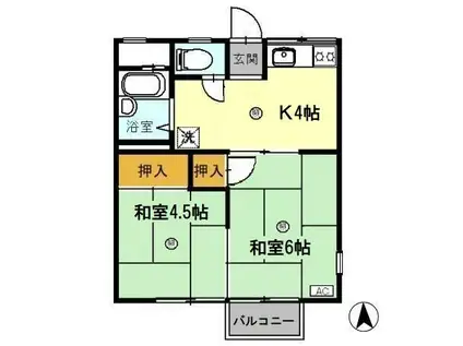 ハイツ水越 A棟(2K/2階)の間取り写真