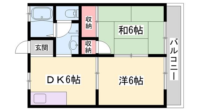 グランドヒルB(2DK/2階)の間取り写真