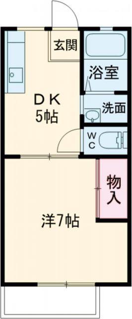 福正ハイツB棟(1DK/2階)の間取り写真