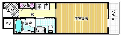 天美ハイツ(1K/7階)の間取り写真
