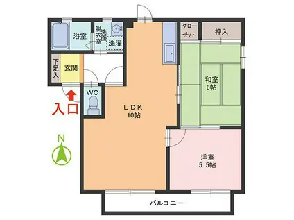 アザレアガーデン B棟(2LDK/2階)の間取り写真