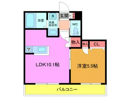 へーベルメゾン 新浦安(1LDK/2階)の間取り写真