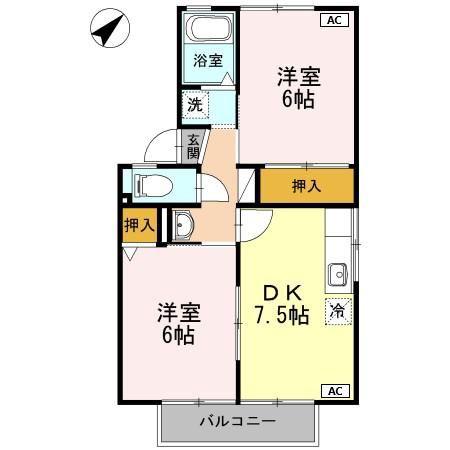 ファミールSAITO B(2DK/2階)の間取り写真
