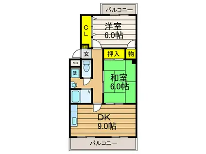 サンパレス樟葉(2DK/1階)の間取り写真