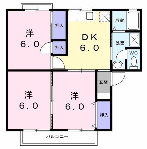 ハイツプードル(3DK/2階)の間取り写真