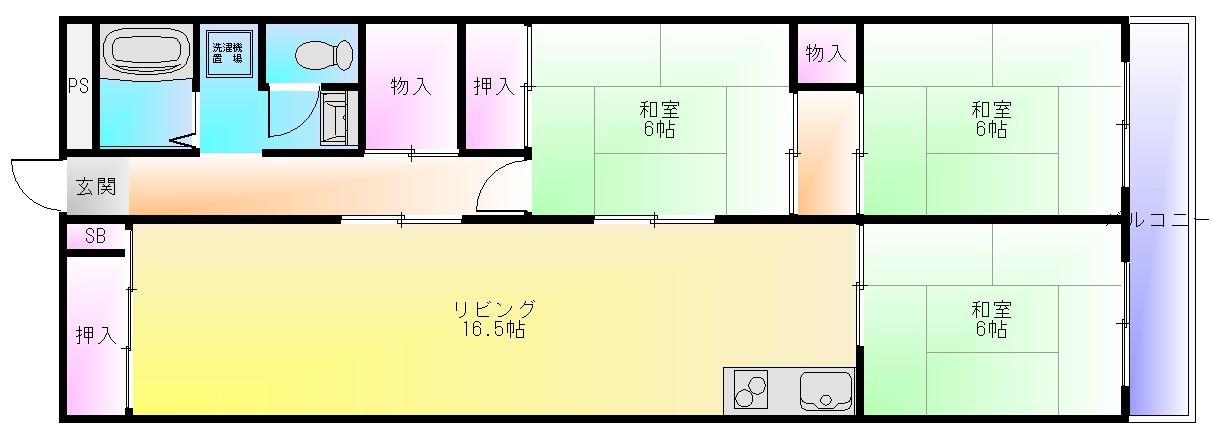 東山本ハイツ(3LDK/1階)の間取り写真