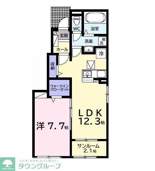 サン・デリアーナII(1LDK/1階)の間取り写真