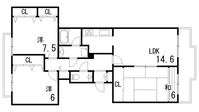 シュネルパーク・レジデンス(3LDK/3階)の間取り写真