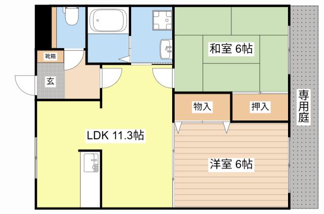 ウエストヴィレッジ(2LDK/1階)の間取り写真