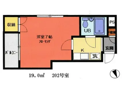 マルコビル(1K/2階)の間取り写真