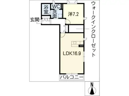 ファミーユ・コウエB棟(1LDK/2階)の間取り写真