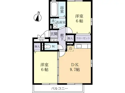 ジュネスコート(2LDK/1階)の間取り写真