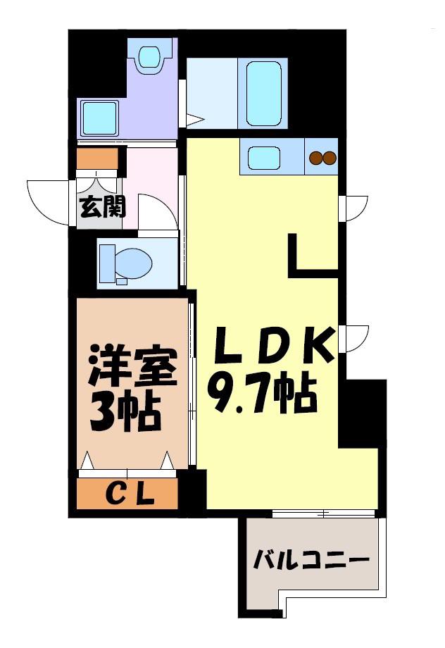 プレサンスTHE大須観音(1LDK/7階)の間取り写真